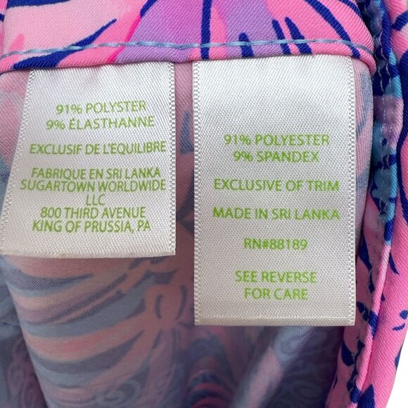 LILLY PULITZER  Luxletic Leggings Sz 10 Stretch Pink Blue Preppy Pineapple NWOT - Picture 10 of 10